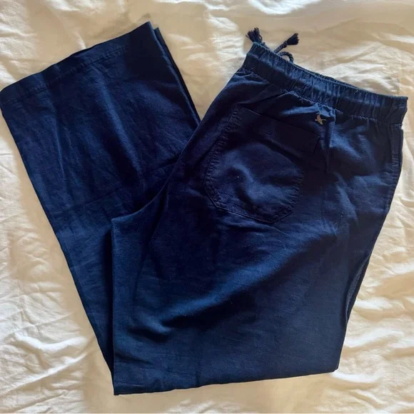 EUC Eddie Bauer Woman’s Wide Leg Linen Cotton Blend Navy Pants, size XL - Picture 2 of 5